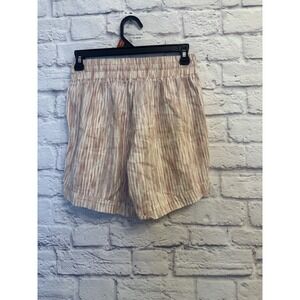 HANNAH Women's Shorts Size S Pink Striped Casual Linen Blend Summer